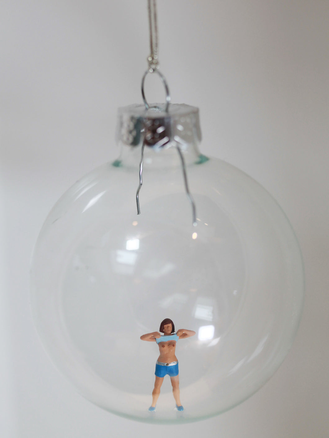 Glass Christmas Baubles With Miniature Figures