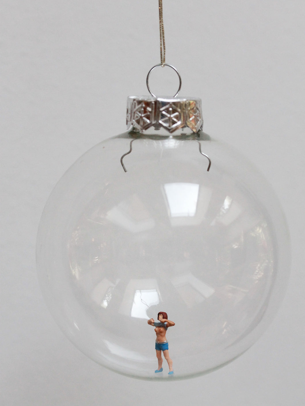 New! Miniature Figure Glass Bauble Ornament